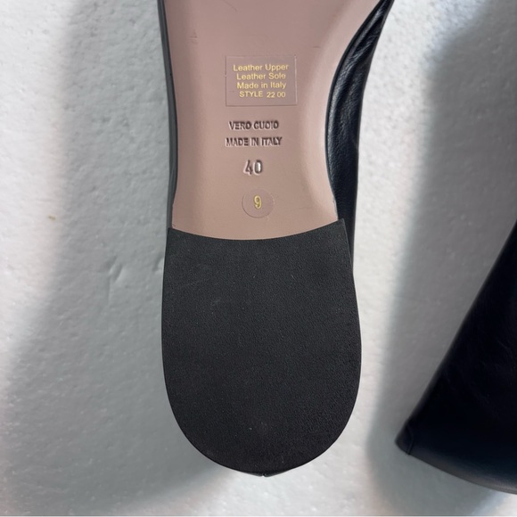 RAMONA Italy Leather Elegant Black Flats Pointed Toe Classy Women’s 40/US 9 - Picture 9 of 11